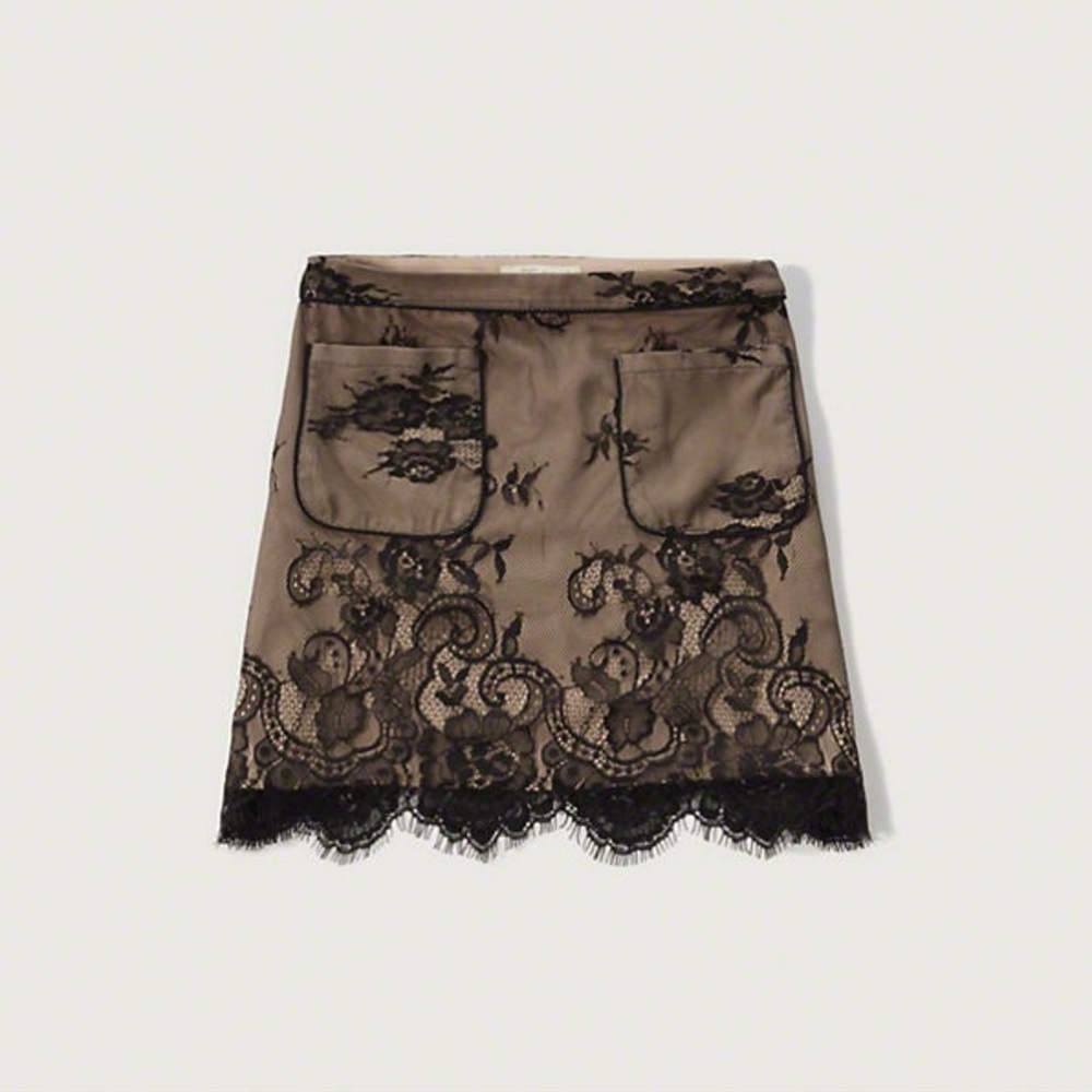 NWT Abercrombie and Fitch Black Nude Lace Skirt
